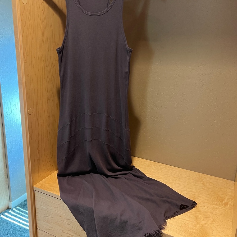 Prairie Underground M gray, cotton, racerback, long fitted dress w/insert